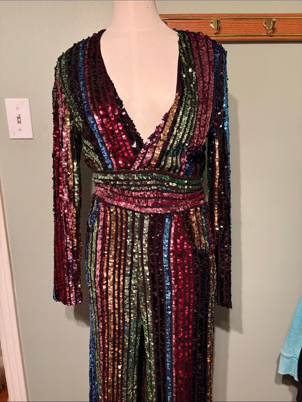 Multicolor Sequin V-Neck Wrap jumpsuit